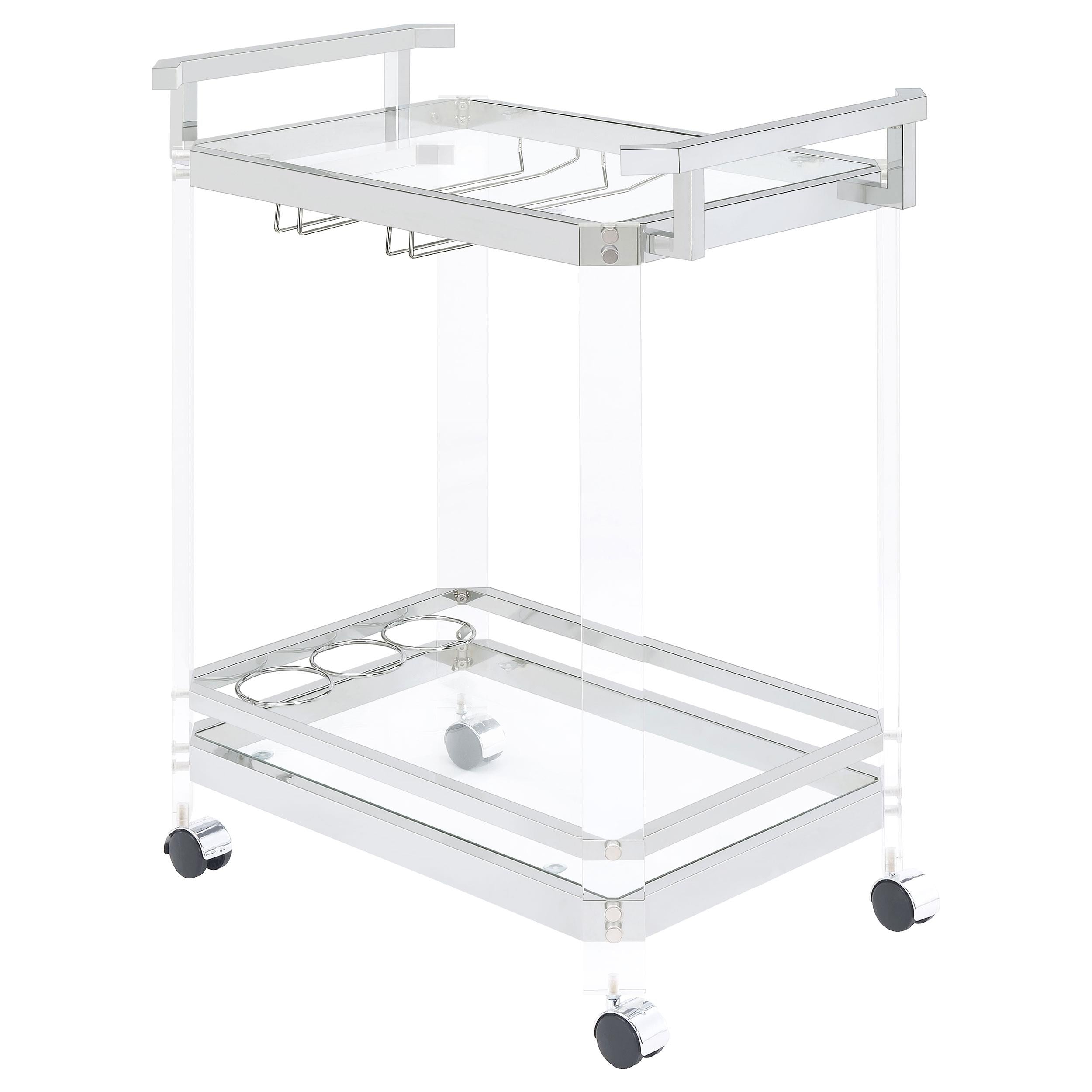 Coaster Furniture Jefferson 902589 2-tier Glass Shelf Acrylic Bar Cart - Chrome IMAGE 1